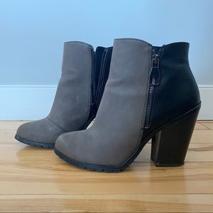 Call it Spring Grey and Black Chunky Booties